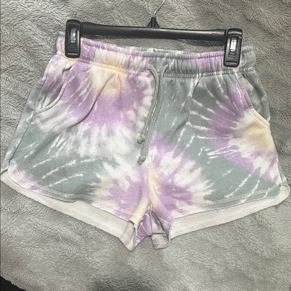 Hippie Rose Pants - Hippie Rose Purple and Gray Athletic Shorts with Elastic Waistband